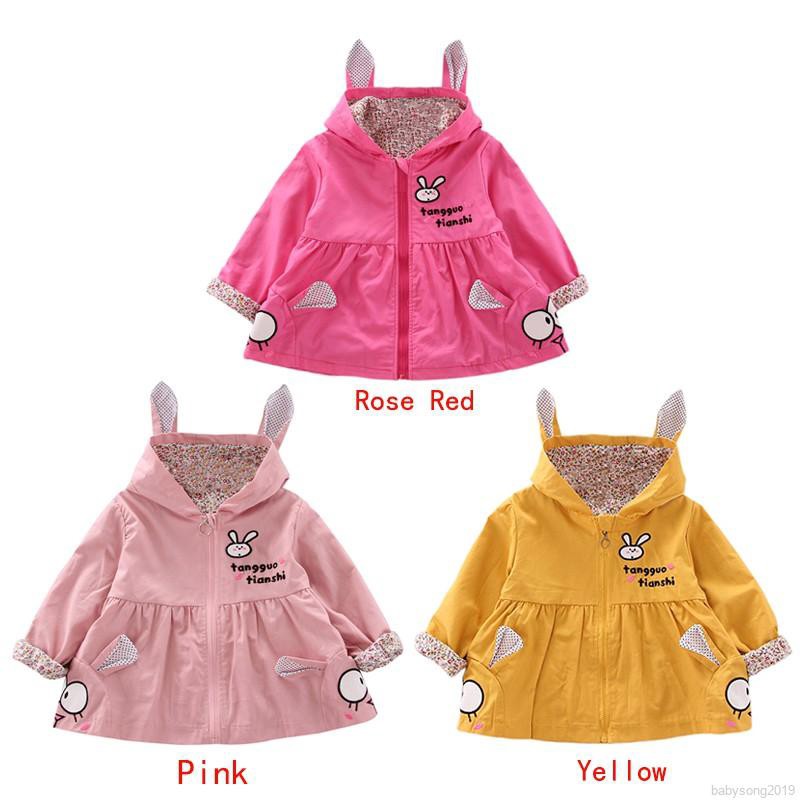 Áo Khoác Hoodie Khóa Kéo In Hình Thỏ Hoạt Hình Đáng Yêu Cho Bé Gái