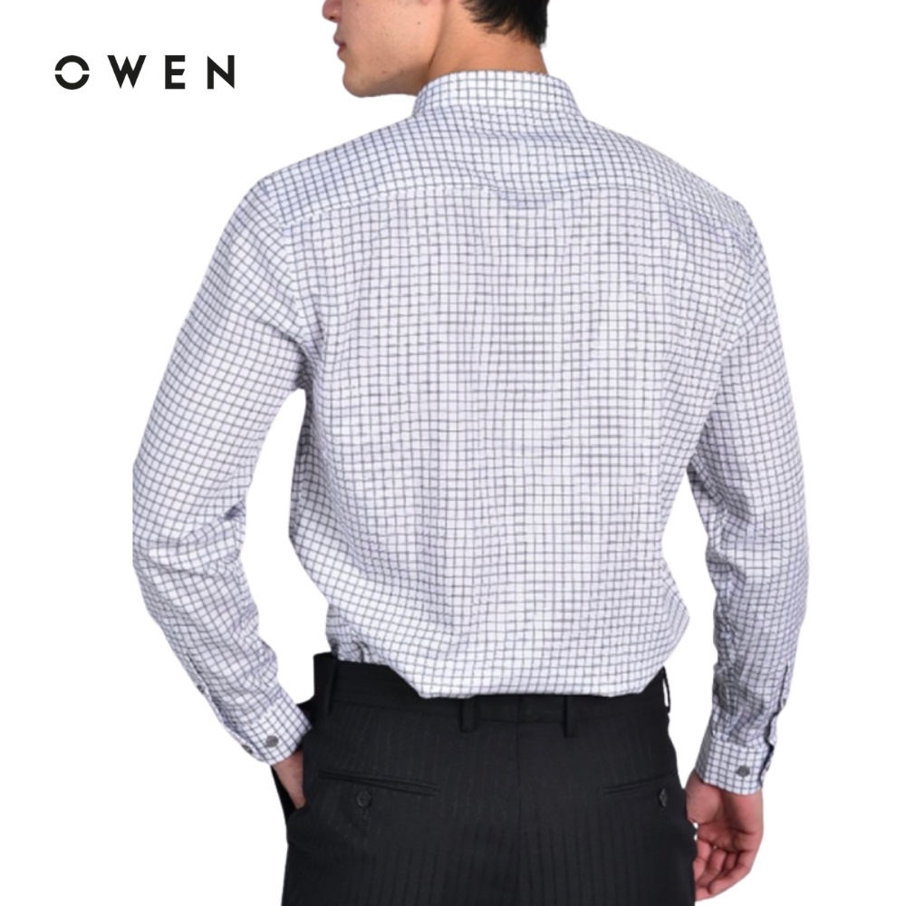 Áo sơ mi dài tay Nam Owen Bamboo Regularfit màu Trắng caro - AR21049DT