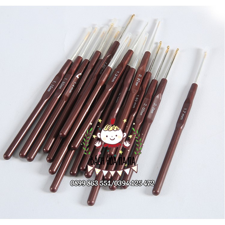 Kim móc đan len cao cấp nhiều kích cỡ-Kim móc len sợi cán gỗ - size 1.0- 6.0mm- BÁCH HÓA NA NA