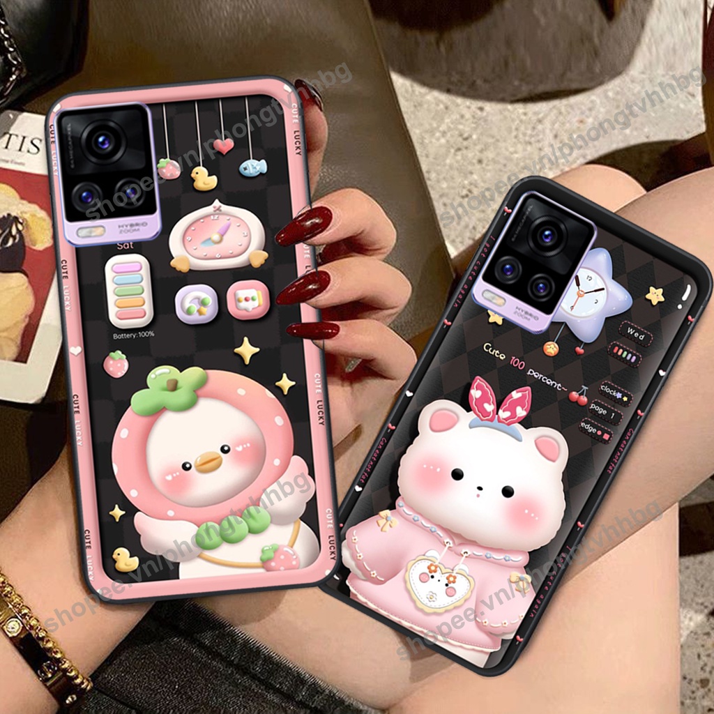 Ốp lưng Vivo V20 gấu,thỏ trắng , đồng hồ dễ thương cute cực đẹp