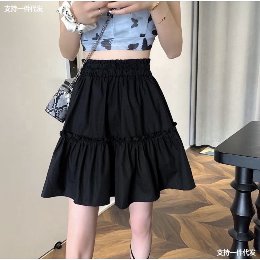 Chân váy nữ thời trang 2 tầng xòe ngắn nhún bèo tầng