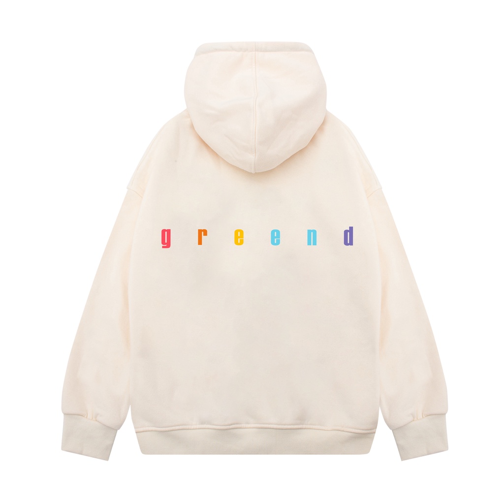 Áo Hoodie GREEND Nỉ Bông Unisex Local Brand Basic Form Rộng Rainbow Màu Be HD062