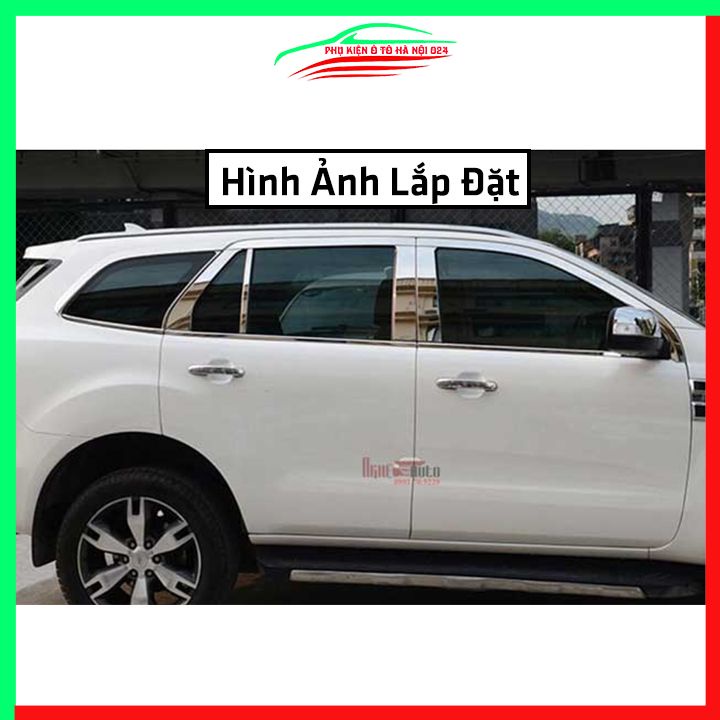Bộ nẹp viền chân kính cong kính FORD EVEREST 2017-2022 Inox sáng bóng chuẩn form xe