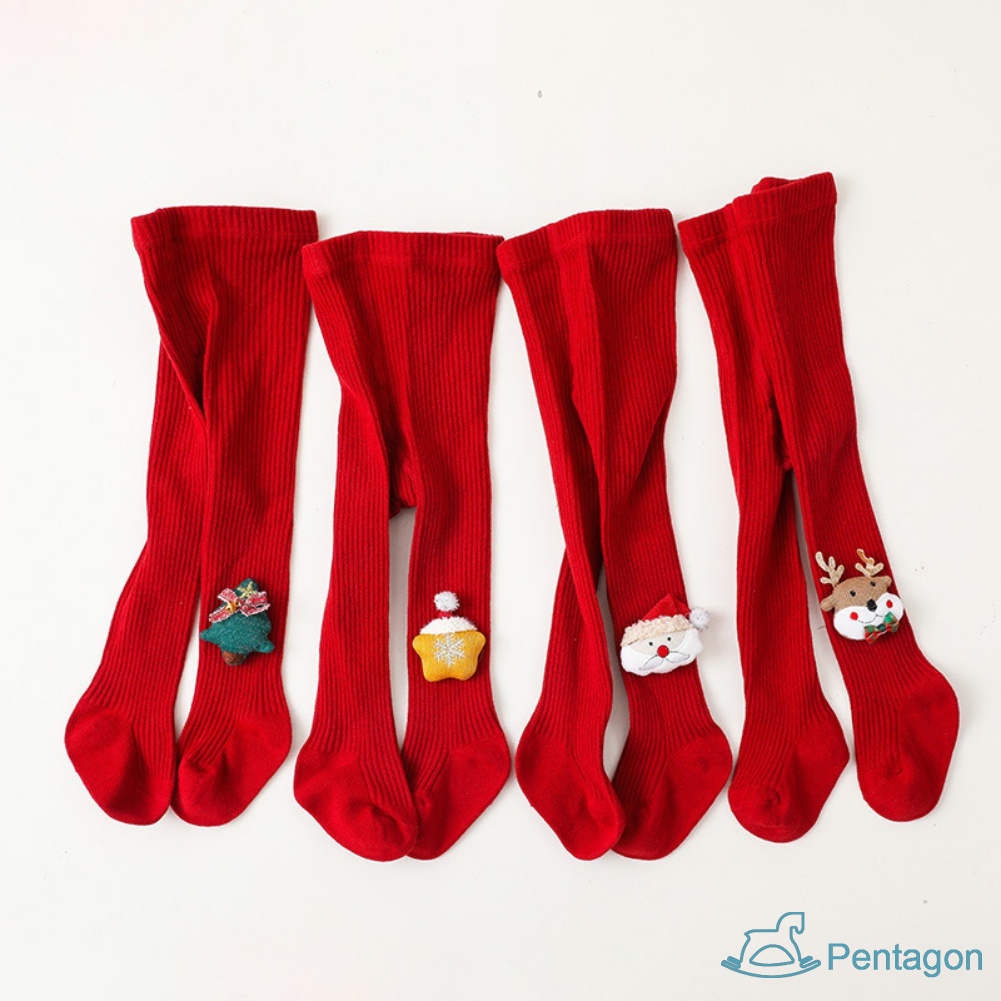Quần Tất Dày Mềm Mại Phong Cách Giáng Sinh Đáng Yêu Dành Cho Bé Gái 0-6 Tuổi