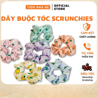 Dây buộc tóc scrunchies vải lụa đẹp hot trend phong cách ulzzang Hàn Quốc cột tóc cho bé gái