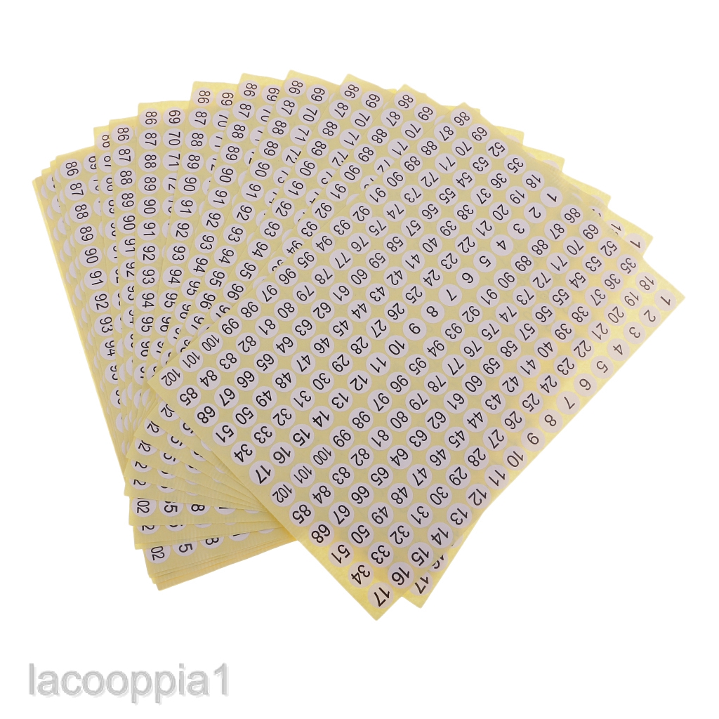 Bộ 15 tấm sticker đánh số dạng tròn chuyên dụng dán trang trí độc đáo
