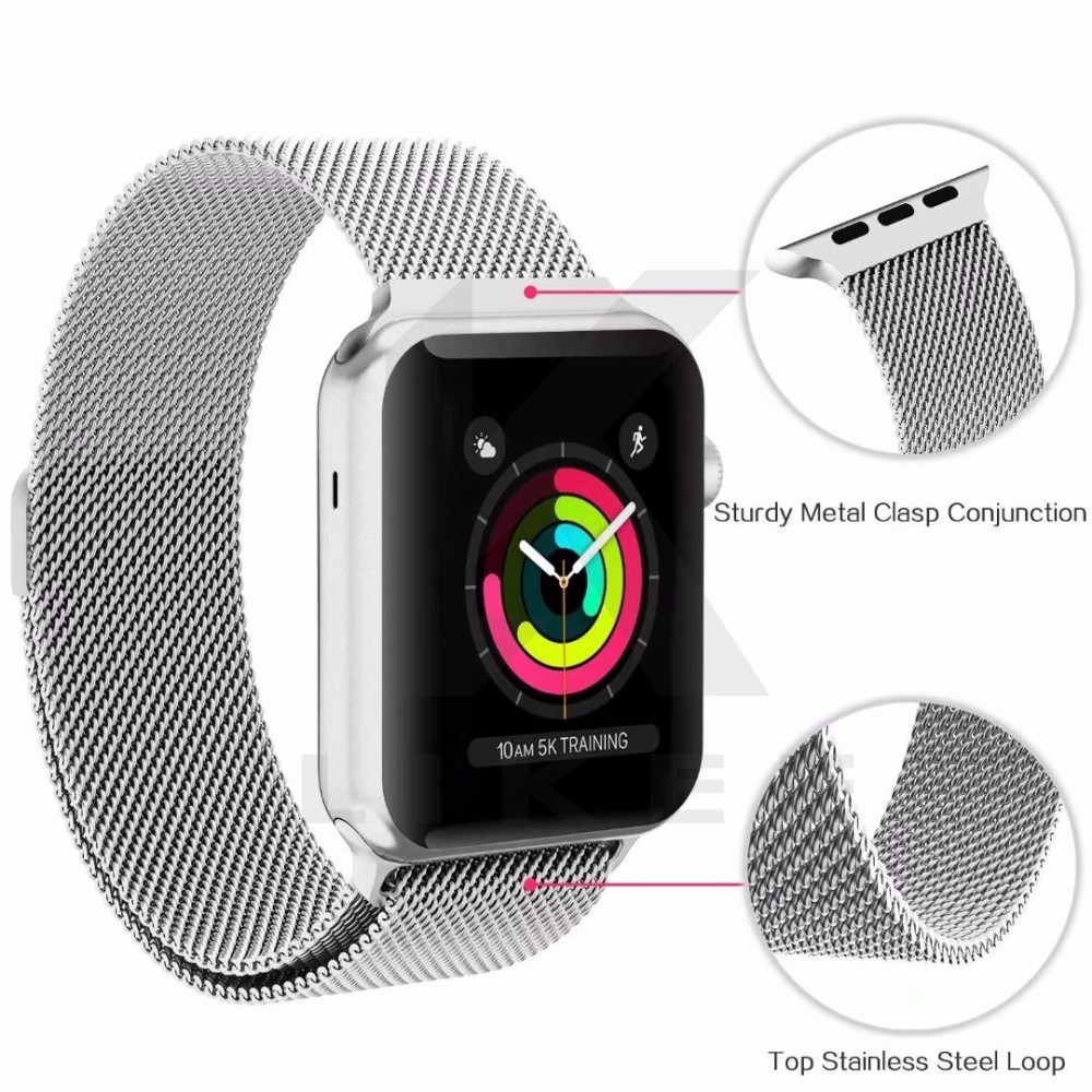 Dây đeo đồng hồ Thép không gỉ Milanese Apple Watch Strap Band 6 42mm 38mm 40mm 44mm bằng inox cho iWatch Series 5 4 3 2 1 6 SE