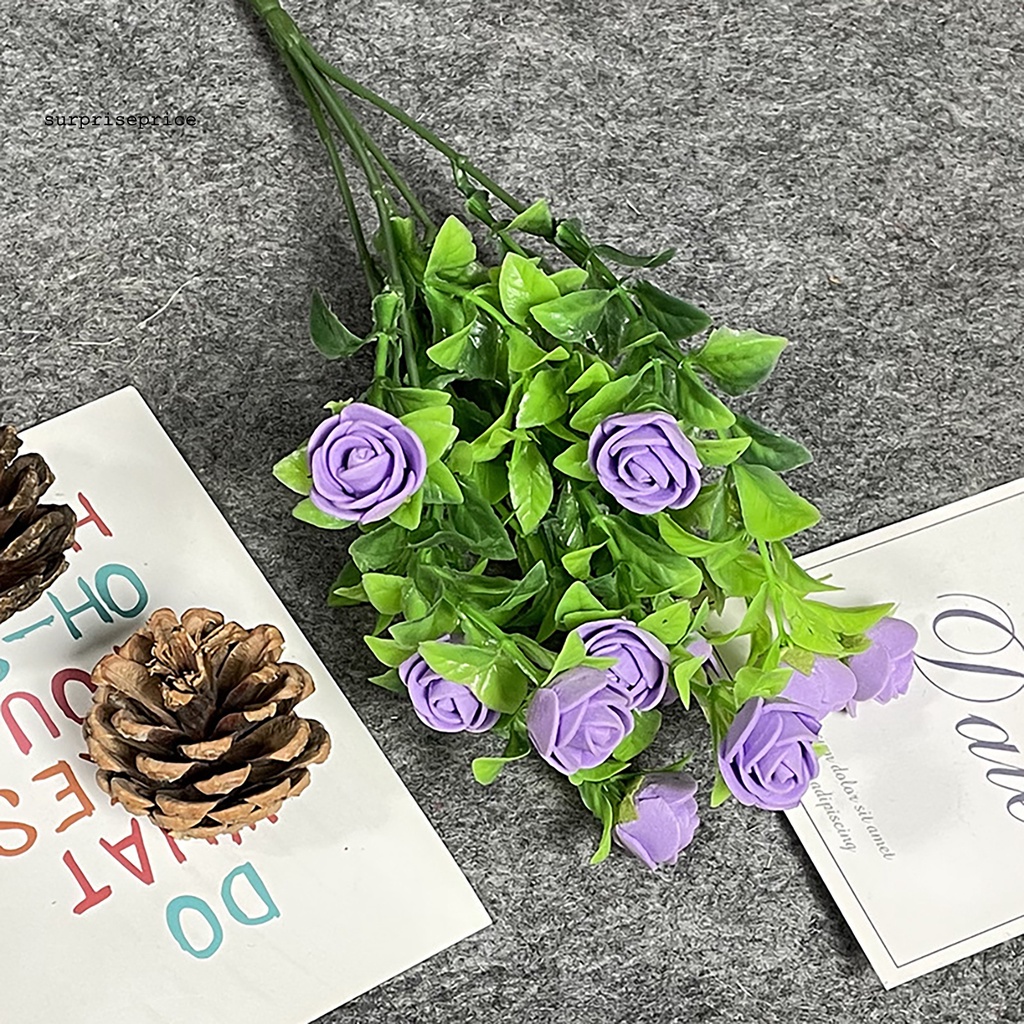 1 Bó Hoa Hồng Nhân Tạo Màu Sáng Sống Động Trang Trí Nội Thất