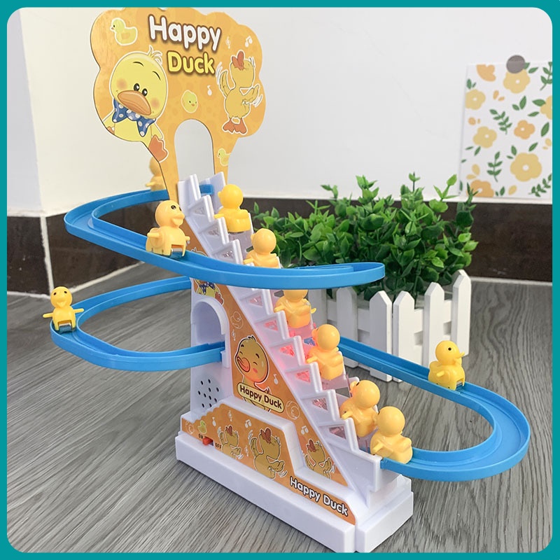 Đồ chơi vịt leo thang, vịt leo cầu trượt 2 tầng cao cấp,có nhạc và có đèn ngộ nghĩnh, đồ chơi cho bé thú vị