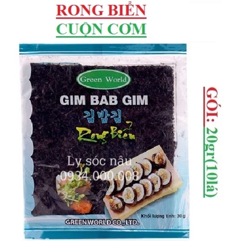 RONG BIỂN HÀN QUỐC CUỘN CƠM, SUSHI 20g Gói/10 lá - Ly Sóc Nâu