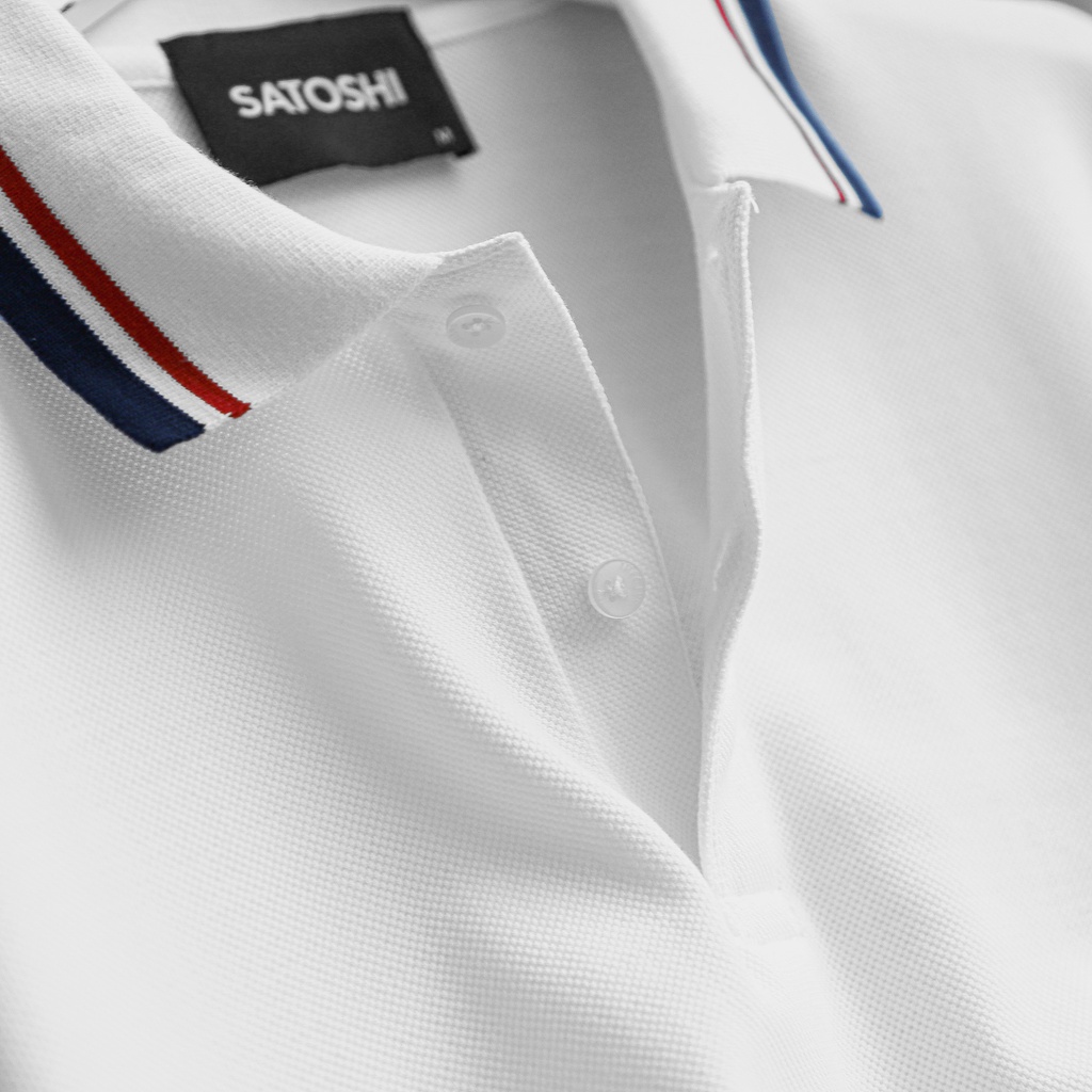 | Satoshi | Áo Polo nam SAPL59 màu trắng thiết kế phối viền cổ xanh- đỏ trẻ trung, lịch lãm