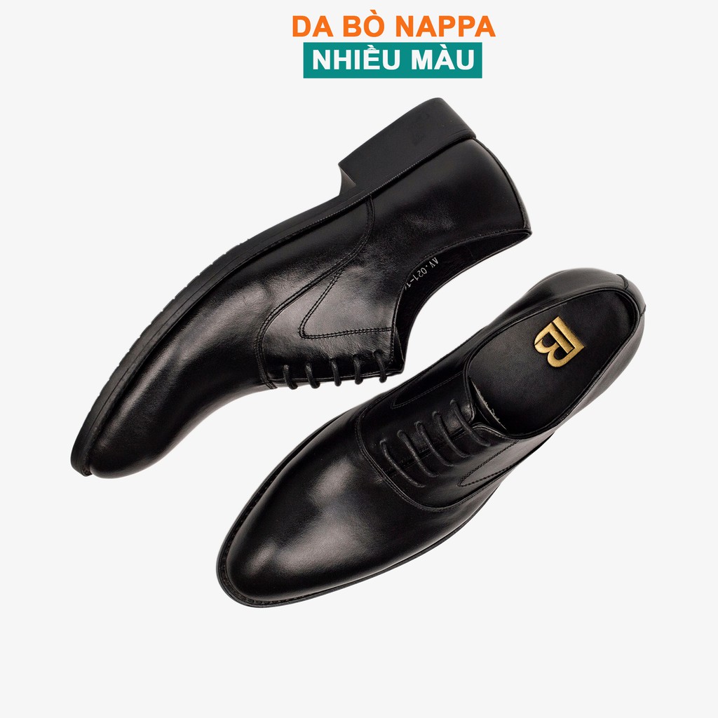Giày tây nam oxford công sở da bò nappa cao cấp màu đen G103- Bụi leather- hộp sang trọng -BH 12 tháng