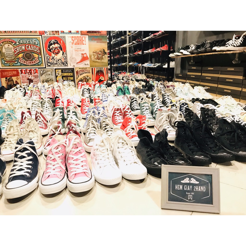 GIÀY SNEAKERS CONVERSE FULL ĐEN CỔ THẤP SIZE 37 FULL BOX