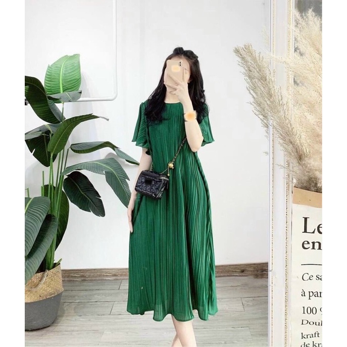 Váy đầm bầu mùa hè cộc tay siêu mát dập ly thiết kế cao câp V010