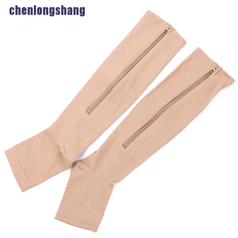 1 Đôi Vớ Nén Hở Ngón Chân Có Khóa Kéo Giảm Đau