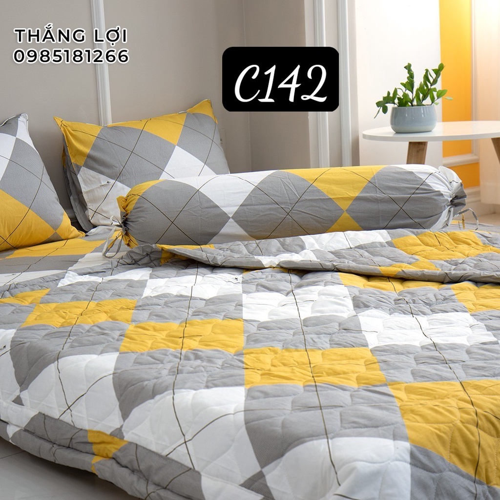 Drap Cotton Thắng lợi 100% chính hãng Mẫu C142 (4 món) [không bao gồm chăn (mền) vệ sinh dễ dàng bằng tay và máy | BigBuy360 - bigbuy360.vn