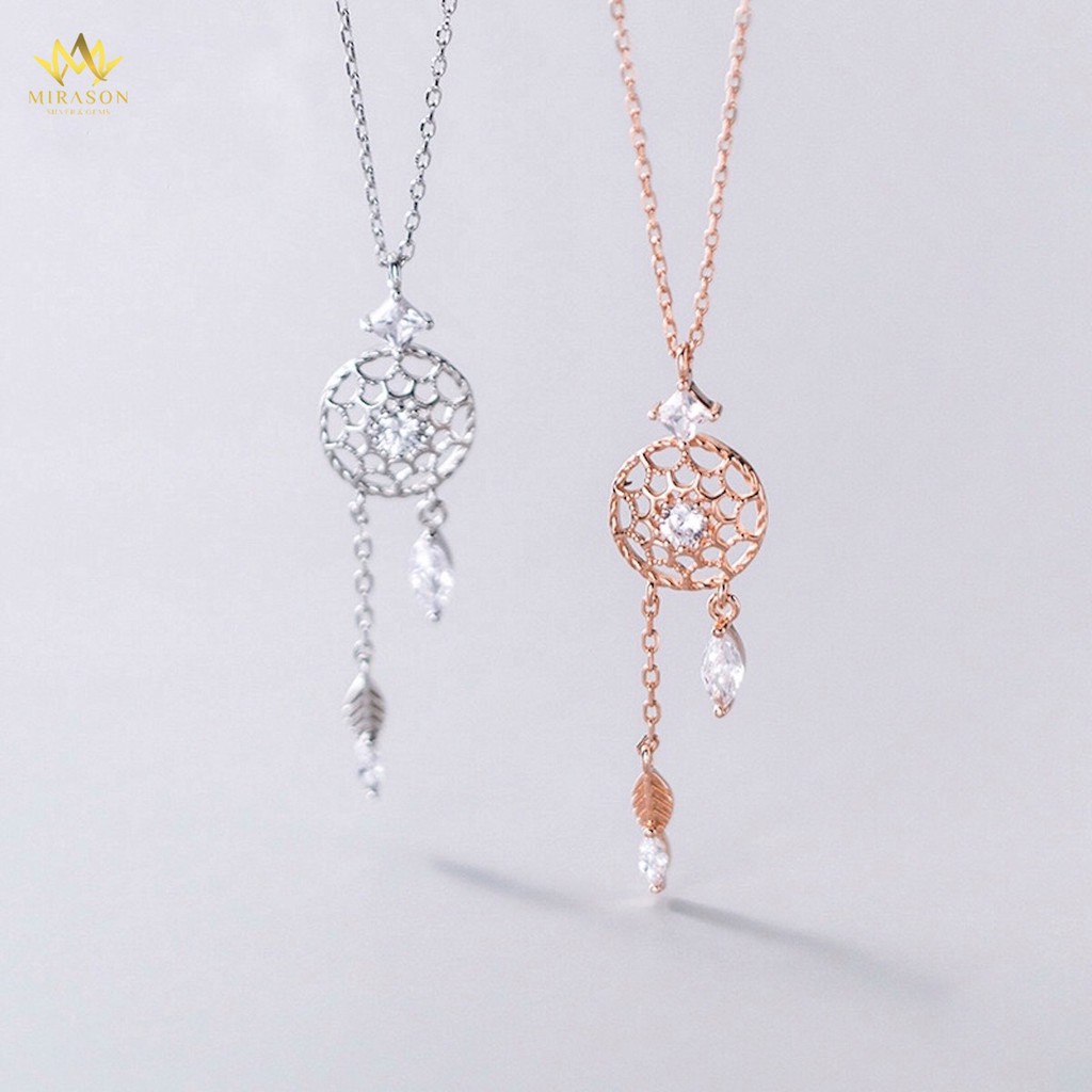 Dây Chuyền Bạc Nữ MIRASON Chuông Gió Nạm Đá 2 Màu Sang Trọng  MDC026 - Vòng Cổ Nữ Bạc 925 Cao Cấp