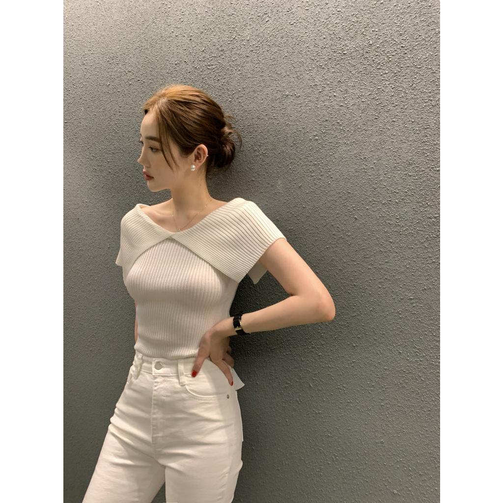 Áo sweater Peppermint dáng ôm hở vai thời trang Hàn Quốc cho nữ 54651