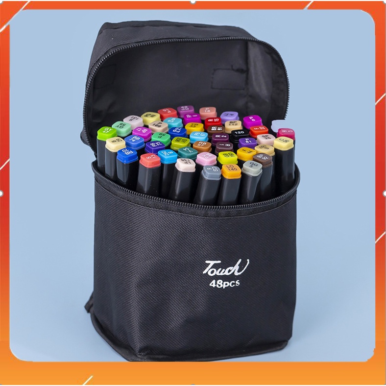 Đồ chơi bộ bút màu dạ Marker 48 bút tặng kèm túi vải đựng tiện lợi cho bé - Set bút màu 48 cây có 2 ngòi giúp bé tập tô