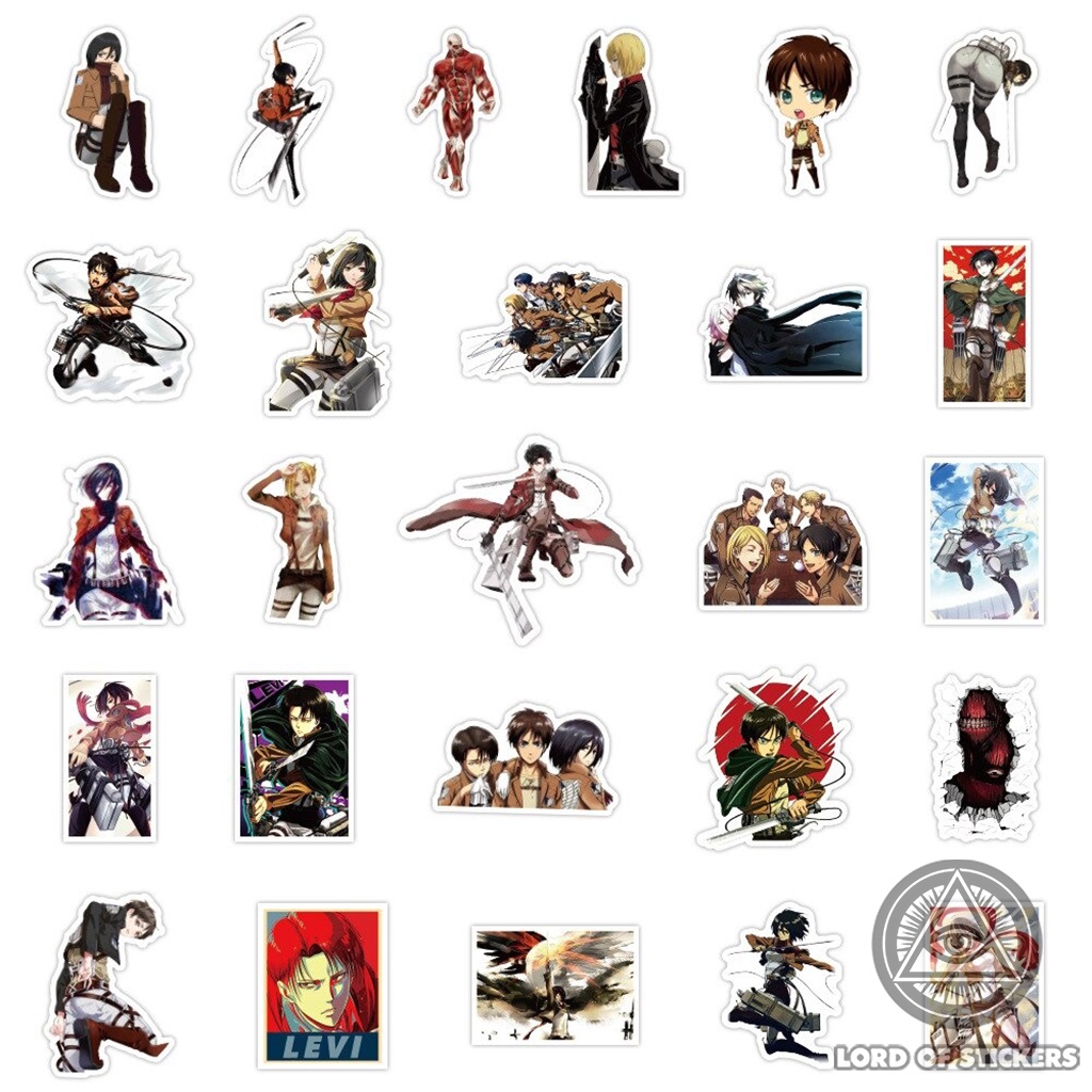 Set 100 Hình Dán Attack On Titan Sticker Anime Manga Shingeki No Kyojin Chống Thấm Nước Trang Trí Mũ Bảo Hiểm, Laptop