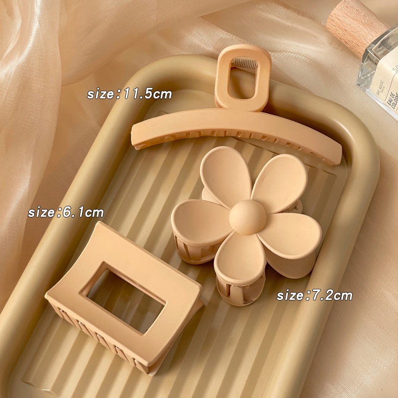 Bộ Kẹp Tóc Càng Cua Lớn Màu Trơn Nhám Phong Cách Vintage Thời Trang Cho Nữ