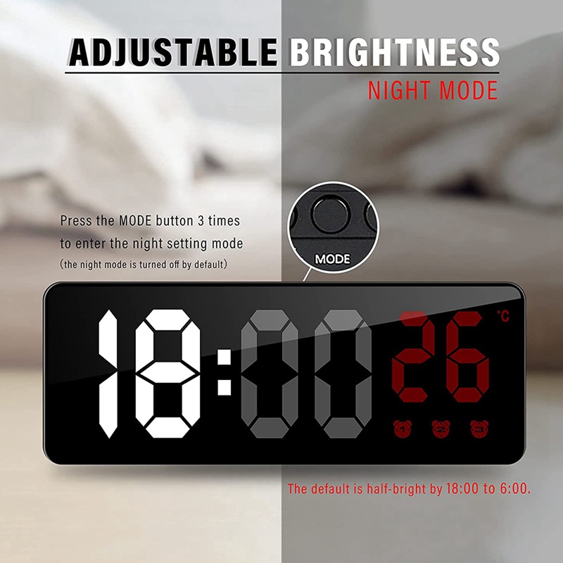 Đồng Hồ Báo Thức Kỹ Thuật Số Màu Đen Có Đèn LED Hiển Thị Nhiệt Độ