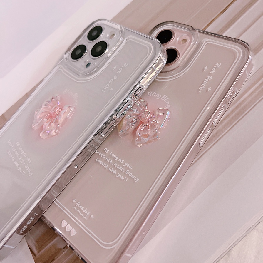 Ốp Điện Thoại Trong Suốt In Họa Tiết Nơ 3d Cho iphone 15 14 7 8 plus xs xr se 11 12 13 pro max