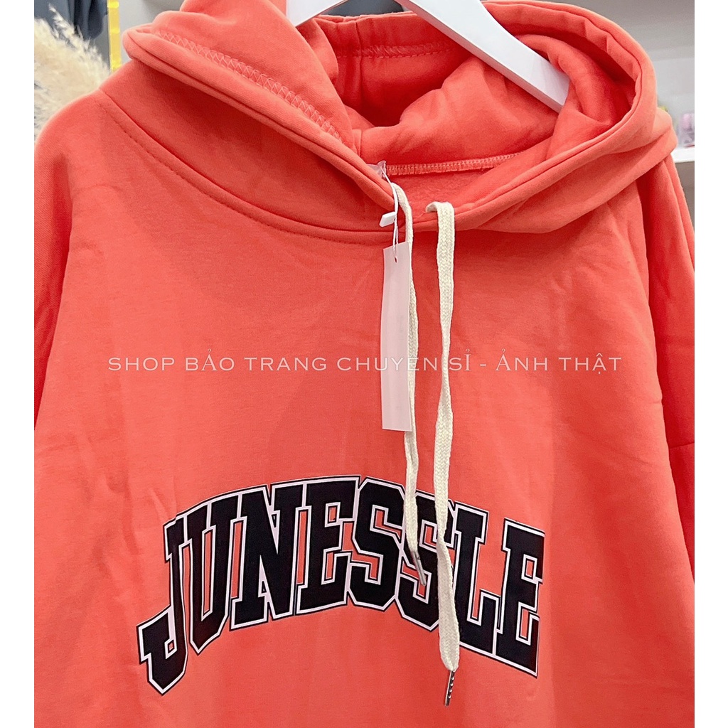 Áo Nỉ Hoodie JUNE Màu Cam Cháy Cực Dày Đẹp Form To Nam Nữ Unisex
