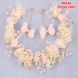 Bộ voan cỏ khô cài tóc cô dâu