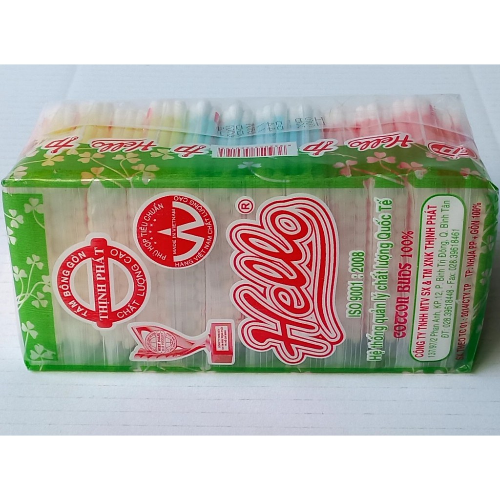 Tăm bông ngoáy tai Bông vệ sinh tai mũi Hello Thịnh Phát Cottonđạt tiêu chuẩn ISO 9001:2008