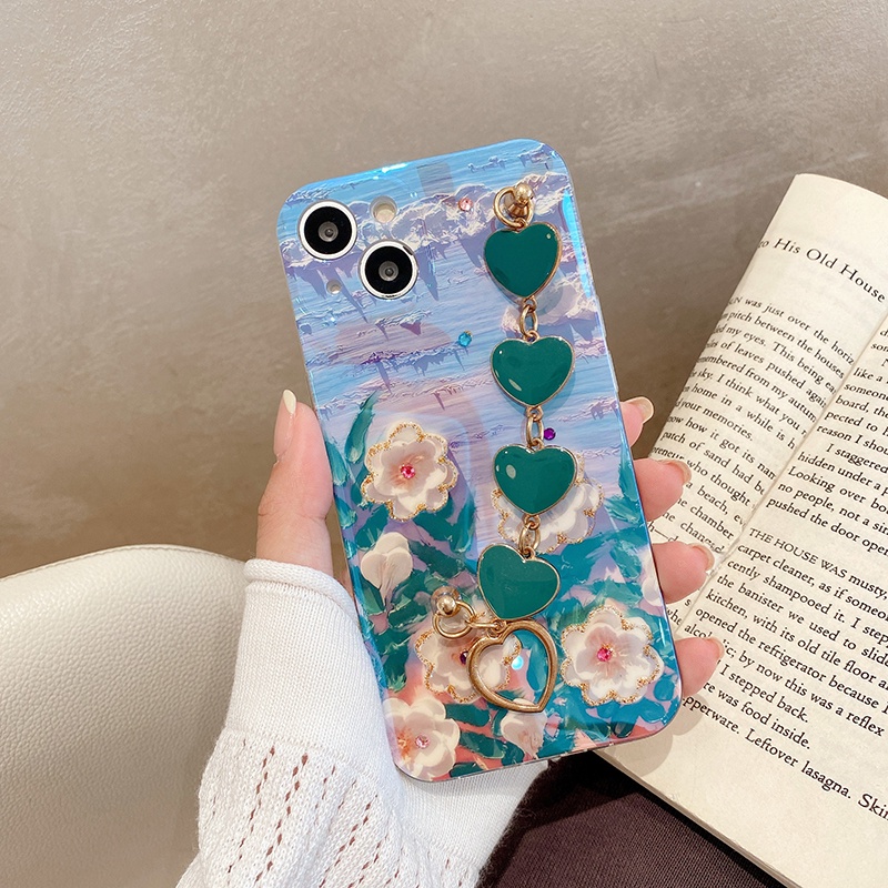 Ốp Điện Thoại Mềm Cho Honor 70 / Honor70 Pro / Honor 70Pro + Plus Tranh Sơn Dầu Hoa Kim Cương Giả TPU Silicone Bao Gồm Tất Cả Camera Ốp Lưng Chống Sốc Với Vòng Tay Trái Tim Thời Trang