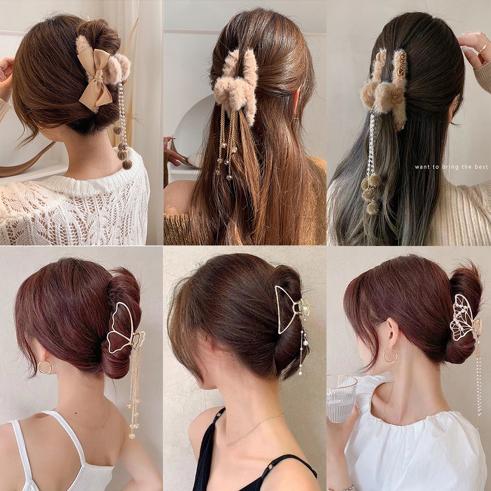 iF YOU Kẹp tóc   kim loại đính ngọc trai tùy chọn kiểu phong cách Hàn Quốc