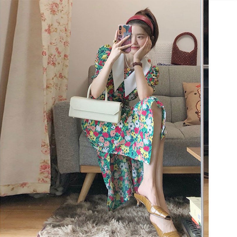 Đầm In Hoa Tay Phồng Kiểu Pháp Thời Trang Mùa Hè 2021 Cho Nữ 7 Ngày | BigBuy360 - bigbuy360.vn