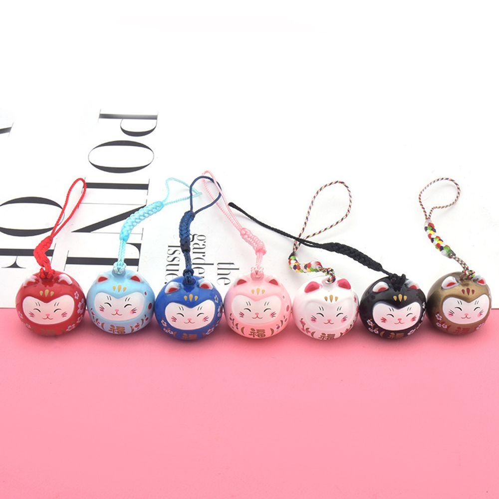 ELEGANT Mobile Dây Móc Khóa Họa Tiết Hoạt Hình Maneki Neko Dễ Thương