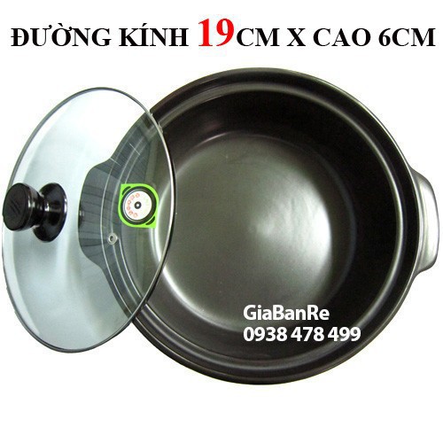 NỒI TRÁNG MEN NẮP KÍNH - SIZE 8 INCH - NGANG 19CM - PHƯƠNG ĐÔNG - 6400