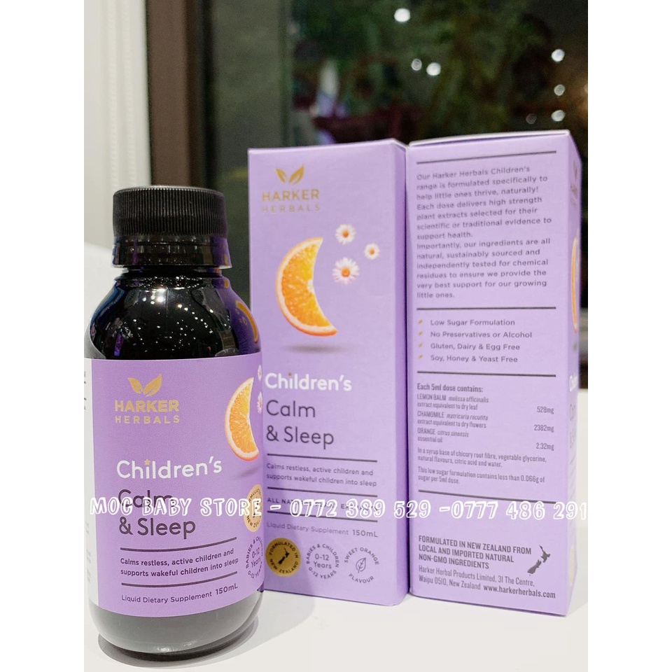 Siro Harker Herbals Chirldren's Calm & Sleep 150ml, Harker tím vị cam, Cho trẻ từ sơ sinh