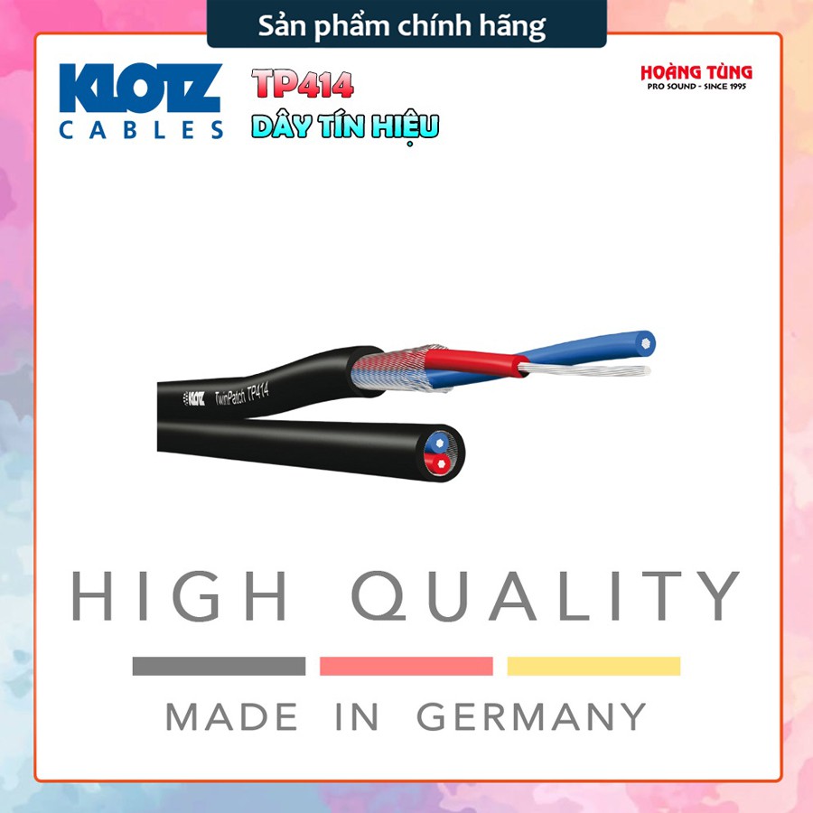 Dây tín hiệu Stereo chống nhiễu cao cấp Nhập khẩu từ ĐỨC // KLOTZ TP414 (100m)
