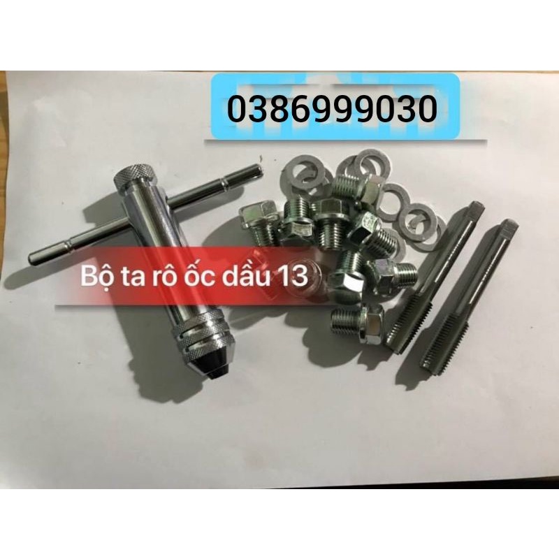 Bộ taro và 10 ốc rốn dầu 13 ly ( kèm long đen nhôm )