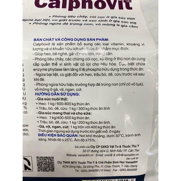 1kg CALPHOVIT bổ sung các loại vitamin, khoáng vi lượng và vi khuẩn hữu ích vào thức ăn cho heo lợn trâu bò gà