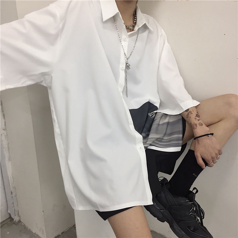 Áo sơ mi tay ngắn in hình đơn giản kiểu dáng thời trang 166049 | BigBuy360 - bigbuy360.vn