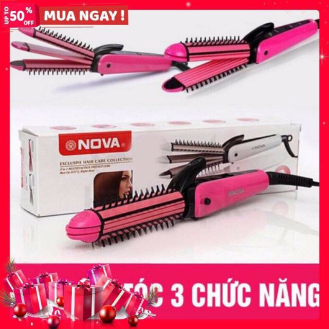 Máy Làm Tóc 3 Trong 1 NOVA (Uốn, Duỗi, Bấm) [HÀNG CHÍNH HÃNG]