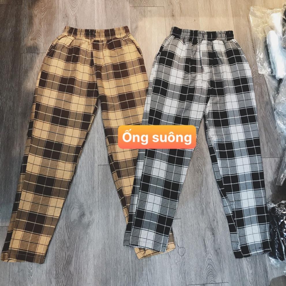 Quần Baggy Nam Kẻ Caro PLAID Ống Suông Unisex - Kiểu quần baggy vải kẻ caro dáng suông rộng streetwear