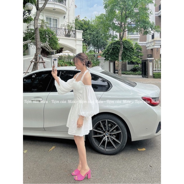 Váy đầm cúp ngực tay phồng công chúa kèm 2 dây tăng giảm tiệm của Miêu