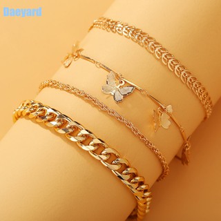 Thời Trang Retro Bướm Vòng Chân Bộ Hàn Quốc Nhiều Lớp Vàng Nữ Cô Gái Trang Sức Phụ Kiện