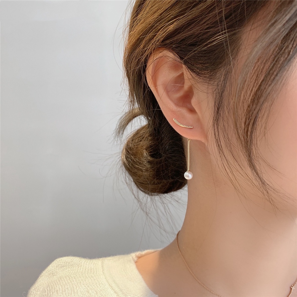 Đôi bông tai mạ bạc 925 đính ngọc trai giả thời trang dành cho nữ
