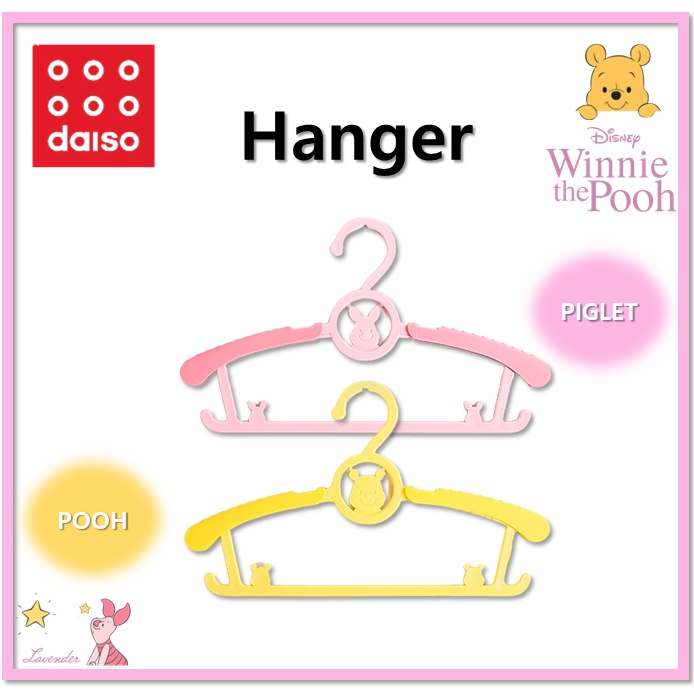 DAISO Set 5 Móc Treo Đồ 2 Đầu Hình Gấu Pooh Có Thể Điều Chỉnh Độ Dài