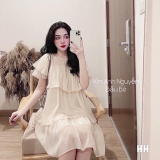 [GIÁ TIẾP THỊ] Váy bầu - đầm bầu nhiều tầng tiểu thư công chúa, CHẤT VOAN nhẹ nhàng, mát mẻ Freesize