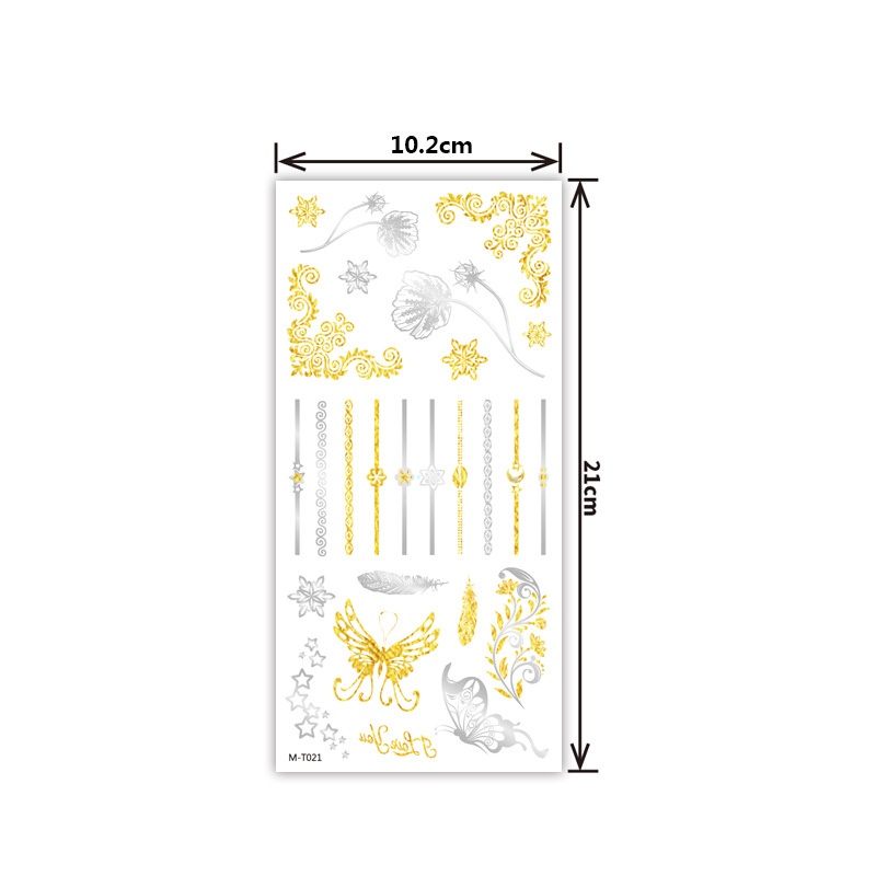 [Hàng mới về] Hình xăm dán tạm thời màu đồng/bạc quyến rũ hợp thời trang cho nam nữ