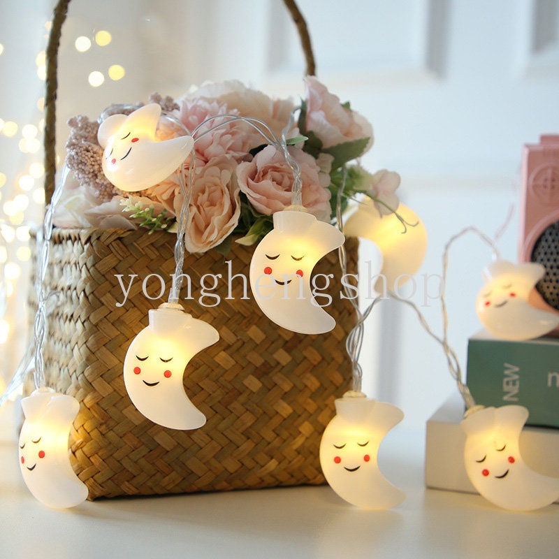 Dây Đèn LED 10 Bóng Hình Trăng Sao Đám Mây Dễ Thương Sáng Tạo Trang Trí Tiệc