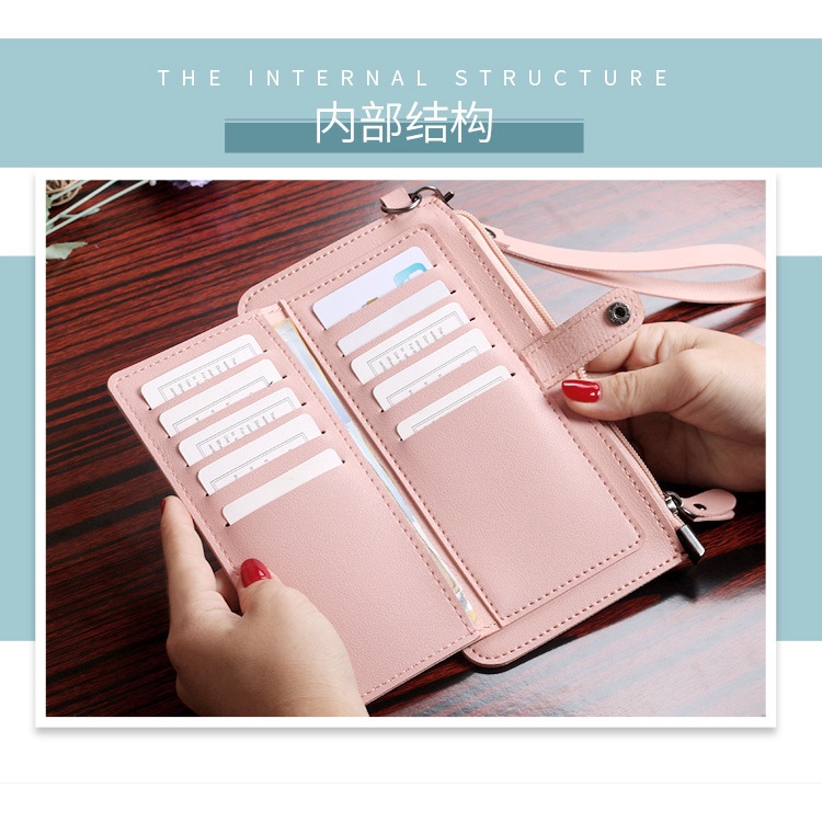 Ví dài cầm tay nữ có cúc bấm nhiều màu phong cách Hàn quốc - VD43